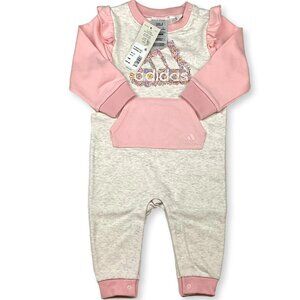 Adidas Baby Girls Long Sleeve French Terry Ruffle Sleeve Coveralls 18 Months